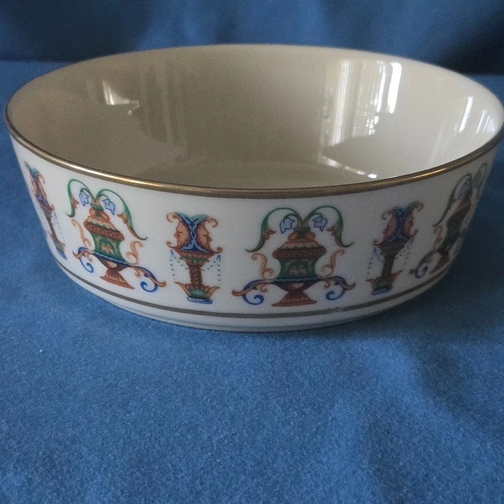 Lenox Bone China Soup Bowl 24K Gold Hand Decorated Renaissance Urn Made in USA